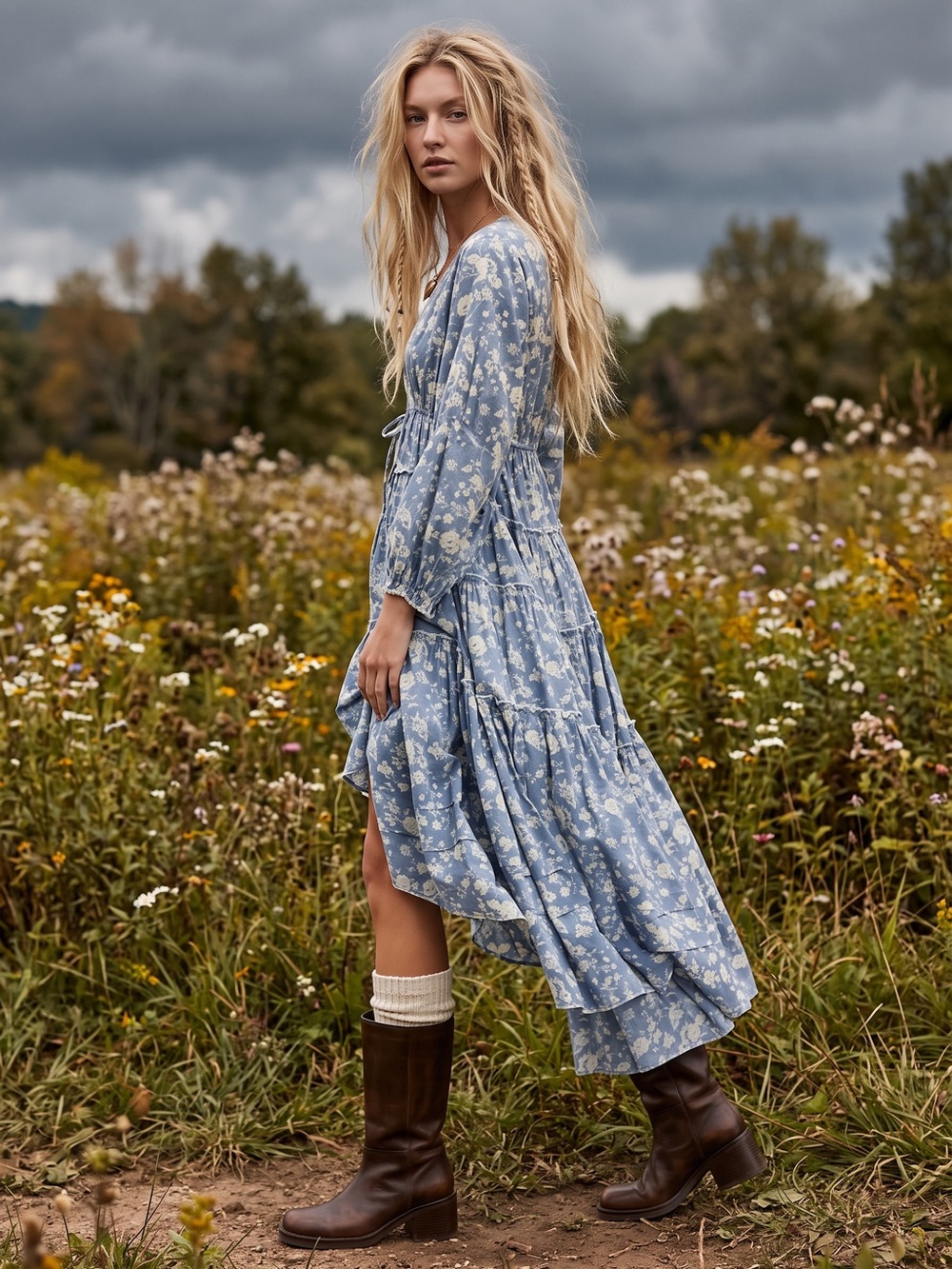 Free People Ethereal Dainty Cottage Pappiet Midi Dress Bluebell Maxi Top Small